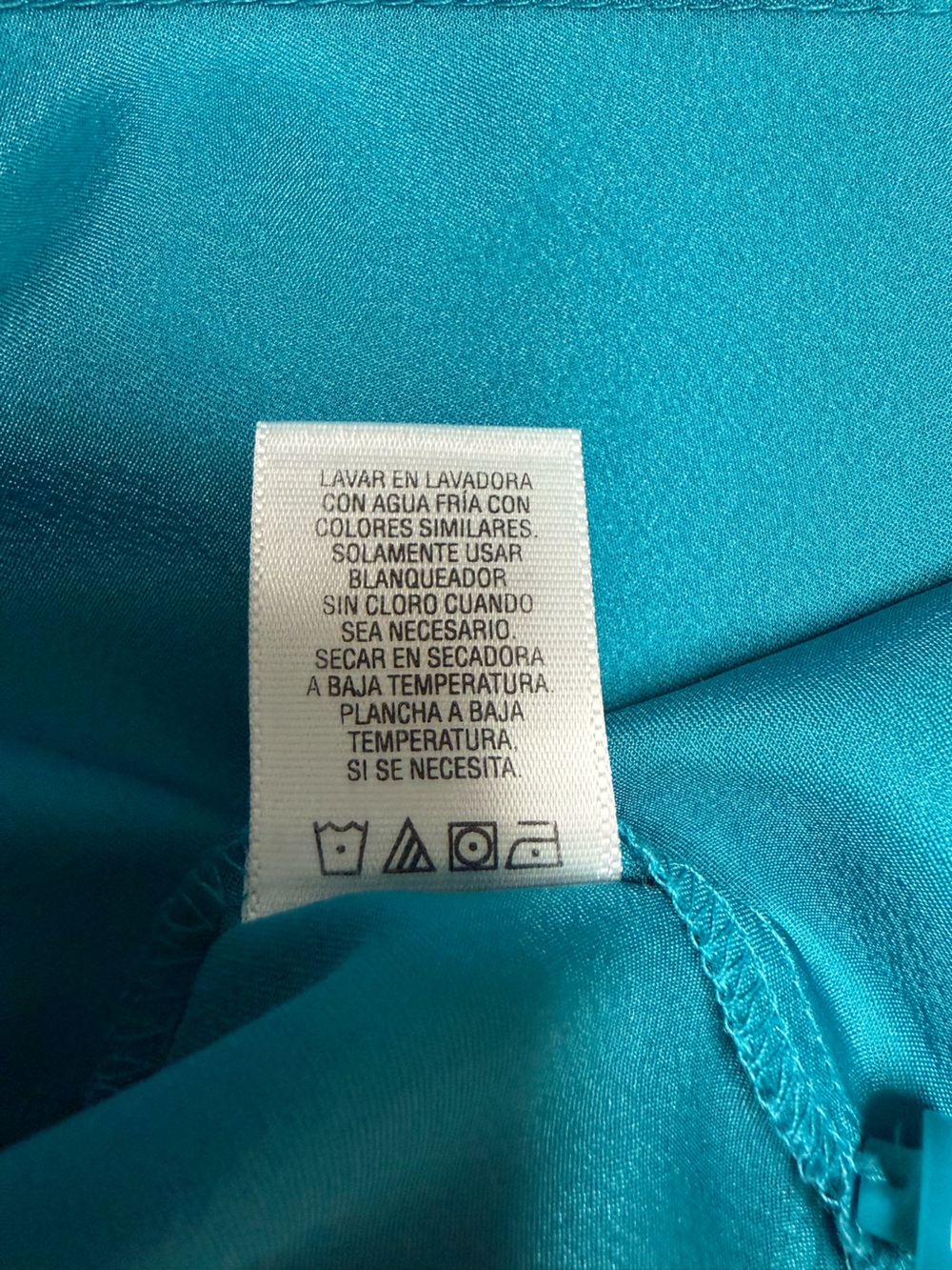 Apostrophe Teal Satin Button-Up Blouse - Picture 9 of 9